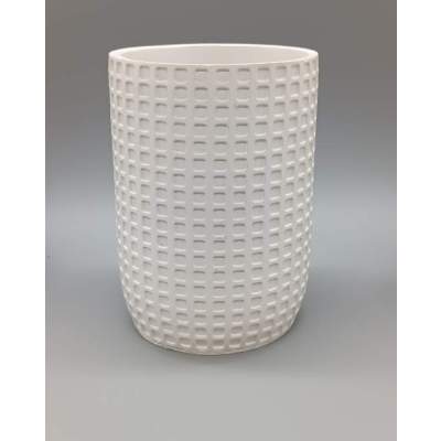 Pot Céramique Blanc Motifs Carrés Art Déco