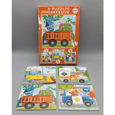 4 Puzzles Progressifs Patrouille de Sauvetage 6-9-12-16 Pcs Educa
