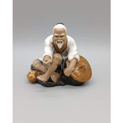 Statuette Chinoise Mudman Pêcheur