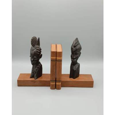 Paire de Serre-livres Bois et Africain