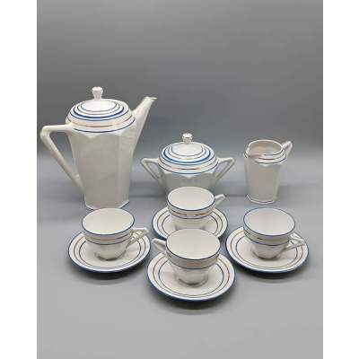 Service Cafetière, Pot à Lait, Sucrier et Tasses Art Déco