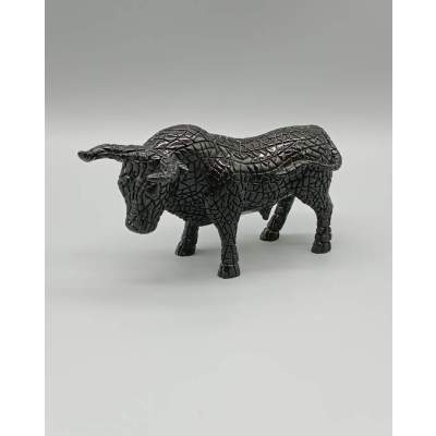 Statuette Taureau impression Mosaïque noire "Toros Barcino’s" 