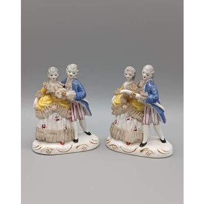 Figurines Vintage en Porcelaine Couple Romantique