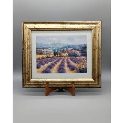 Tableau Provençal Lavande Avec Cadre Doré