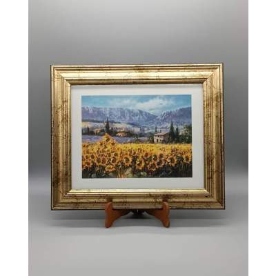 Tableau Provençal Tournesol Avec Cadre Doré