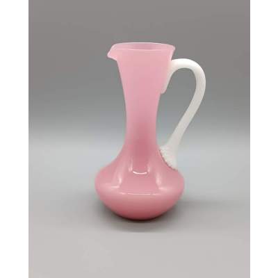 Superbe Pichet en Opaline Rose et Blanc