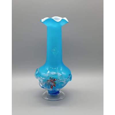Vase MURANO Bleu Relief Bouquet