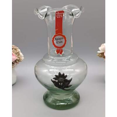 Vase Verre et Étain Collerette Tulipe Vintage