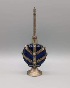 Ancien Diffuseur de Parfum Bleu Verre et Métal Vintage