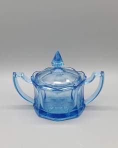 Pot Décoratif en Verre Bleu Vintage