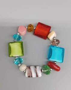 Bracelet Élastique en Pâte de Verre coloré