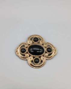Broche Noire et Dorée Style Rétro Vintage