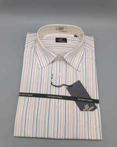 Chemise Homme GAC Rayures Bleu/Rose et Orange