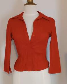 Chemisier Femme Rouge Froncé CLONE Taille S