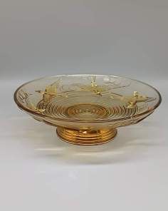 Coupe à Fruits ou Centre de Table en Verre Ambré A Miguel