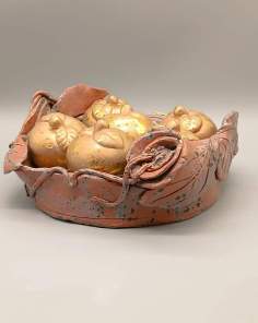 Corbeille à Fruits Artisanale en Terre Cuite Émaillée