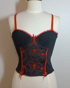 Bustier Corset Sexy Tulle et Broderie Rouge et Noir