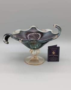 MURANO Coupe sur Pied en Verre Noir Bleuté