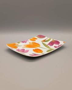 Plat Porcelaine Fleuri Marque BARBIER Vintage