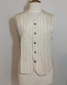 Gilet Costume Homme GAC Motifs Carreaux Crème et Bleu