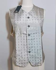 Gilet Costume Homme GAC Motifs Carreaux Gris/Bleu
