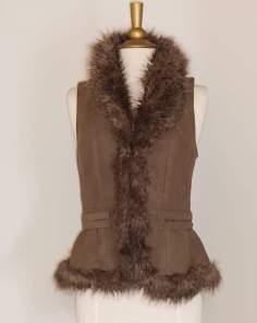 Gilet sans Manches Style Daim et Fourrure