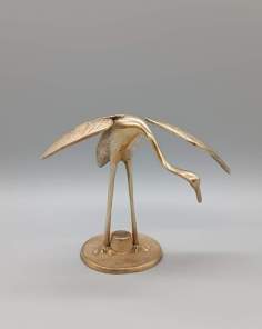 Sculpture Grue en Laiton Signée LEONARD