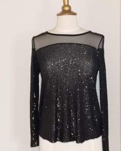 Haut Top Femme en Voile et Sequins
