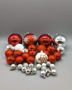 Boules de Noël Rouge et Argent
