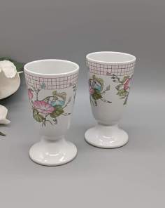 Duo de Mazagrans Motif Floral Vintage