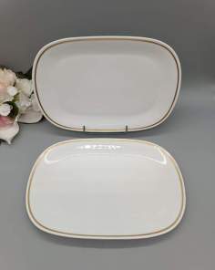 Plats de Service en Porcelaine Blanc et Or