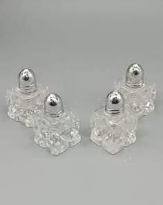 Salières et Poivrières Carrées Vintage en Verre Ciselé