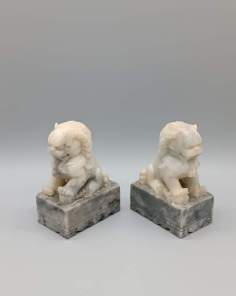 Superbe Paire de Chiens de FÔ Chinois en Stéatite