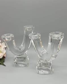Paire de Bougeoirs en Cristal DAUM FRANCE