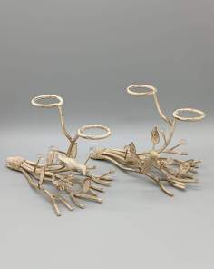 Paire de Bougeoirs Métal Bouquet de Branches