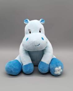 Hippopotame Bleu Arthur et Lola de Bebisol avec son grelot