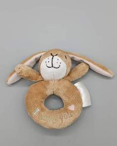 Hochet Lapin Petit Lièvre Brun "Devine combien je t'aime" Rainbow Design