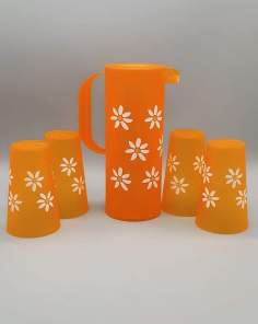 Pichet d'orangeade Publicitaire Vintage et ses 4 verres