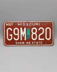 Plaque d'Immatriculation Originale May Missouri 1996