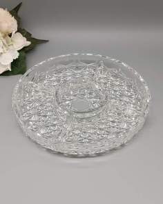 Plat Apéritif ou Crudités en Verre Sculpté