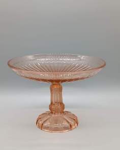 Coupe sur Pied en Verre Rose Vintage