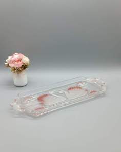 Plat de Service Cygnes Verre de Cristal Vintage