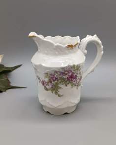 Pot ou Pichet à Lait en Porcelaine Fleuri Vintage