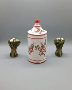 Pot à Pharmacie Céramique Motifs Fleuris Style Lunéville