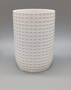 Pot Céramique Blanc Motifs Carrés Art Déco