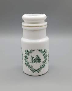 Pot Apothicaire Verre Opaline Vert et Blanc Vintage