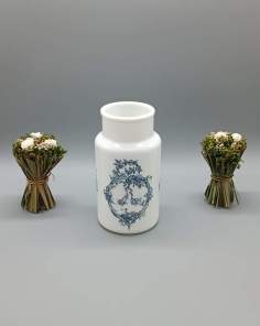 Pot Apothicaire Verre Opaline Bleu et Blanc Vintage