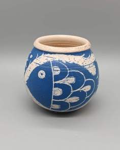 Vase Boule Motif Poisson