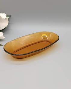 Plat Creux verre Ambré Duralex Vintage