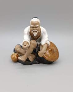 Statuette Chinoise Mudman Pêcheur